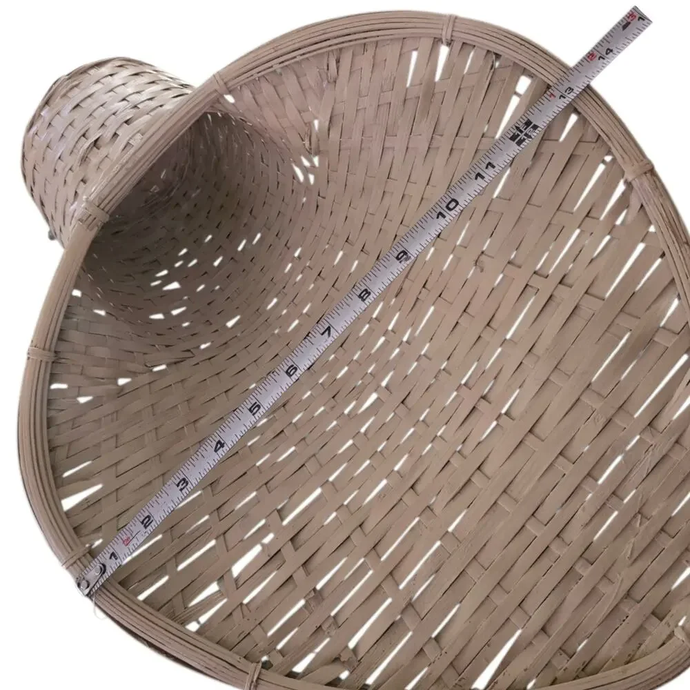 Vintage Spade Fan Back Rattan Wicker Basket Hanging Planter MCM Decor